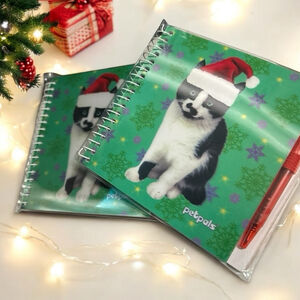Holiday Santa Tuxedo Cat Petpals Notebook Journal Green